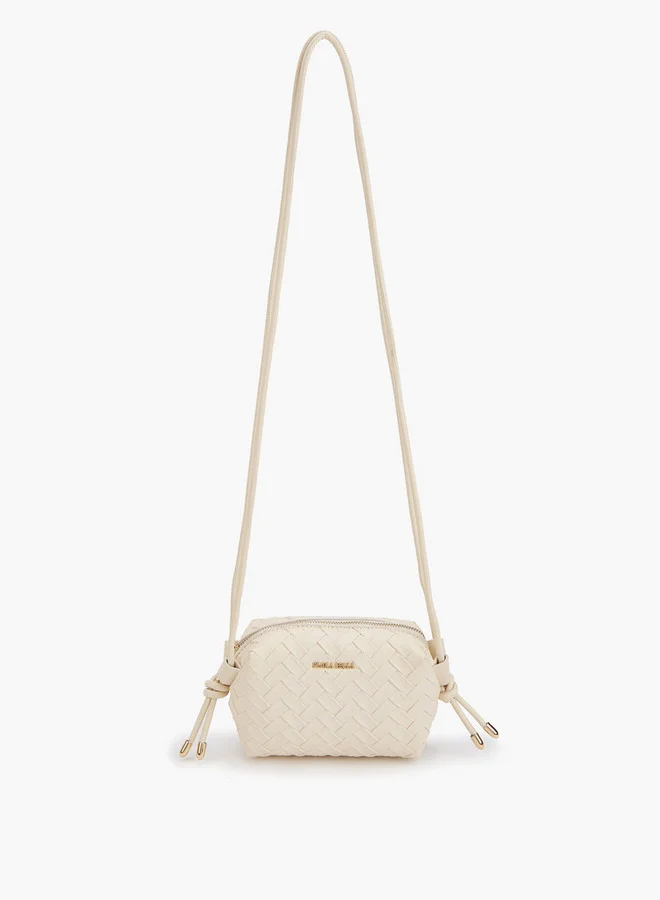 Flora Bella By Shoexpress Textured Crossbody Bag with Sling Handle and Zip Closure