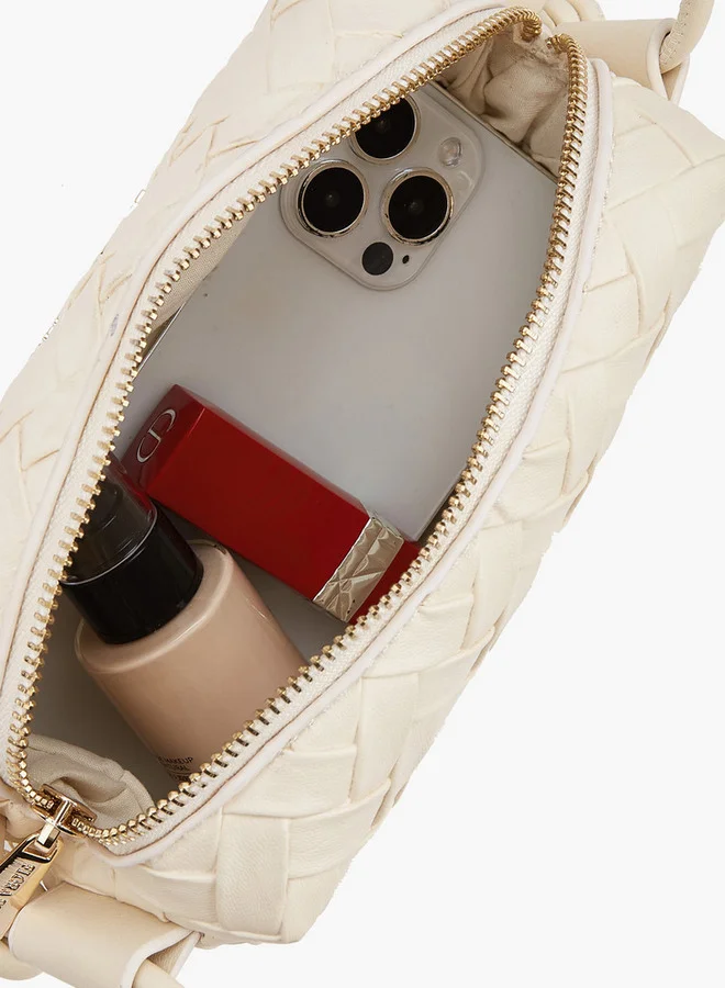 Flora Bella By Shoexpress Textured Crossbody Bag with Sling Handle and Zip Closure