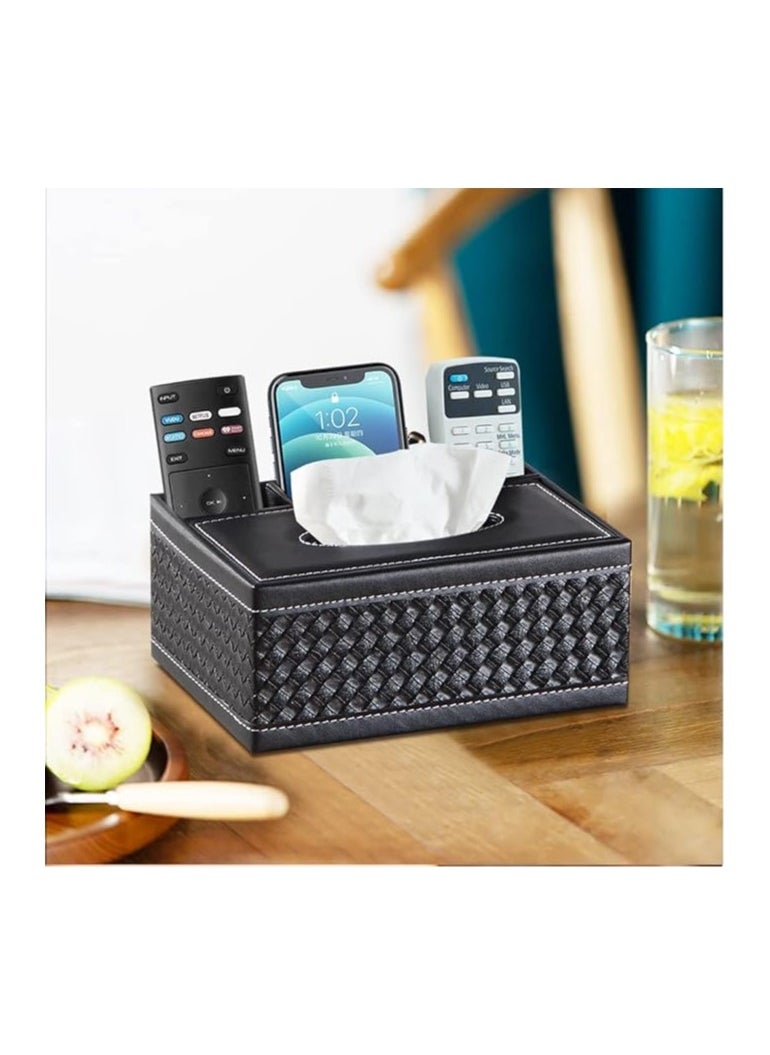 Cool Baby Style COOL BABY Multifunctional Desk Supplies Storage Box PU Leather Desktop Remote Control Holder with Tissue Box Storage Box  - Image 1