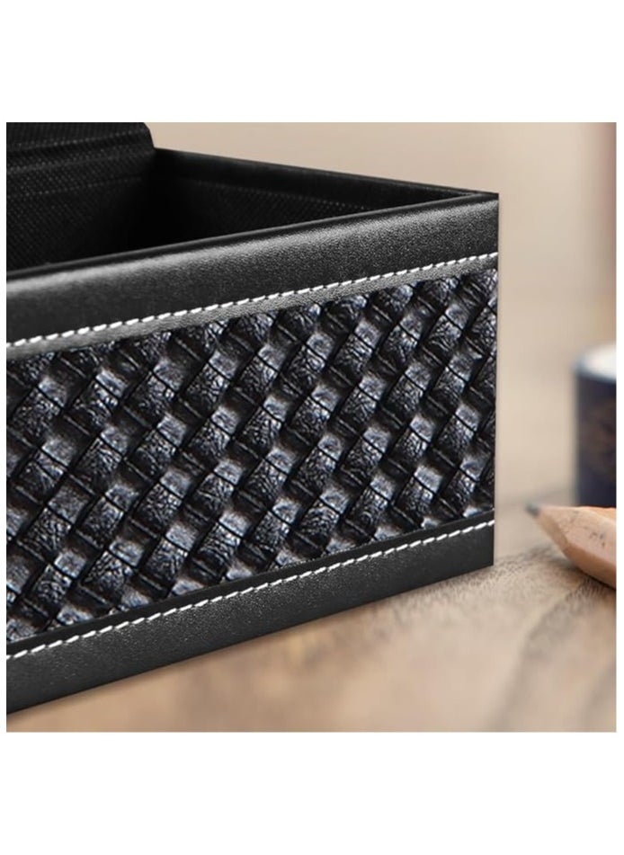 Cool Baby Style COOL BABY Multifunctional Desk Supplies Storage Box PU Leather Desktop Remote Control Holder with Tissue Box Storage Box  - Image 2