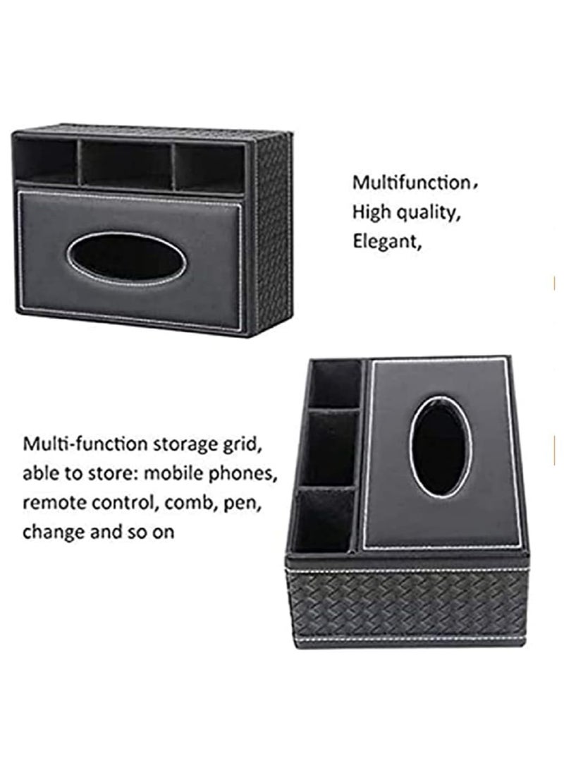 Cool Baby Style COOL BABY Multifunctional Desk Supplies Storage Box PU Leather Desktop Remote Control Holder with Tissue Box Storage Box  - Image 4