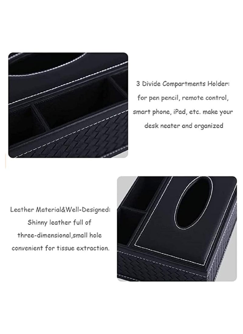 Cool Baby Style COOL BABY Multifunctional Desk Supplies Storage Box PU Leather Desktop Remote Control Holder with Tissue Box Storage Box  - Image 5