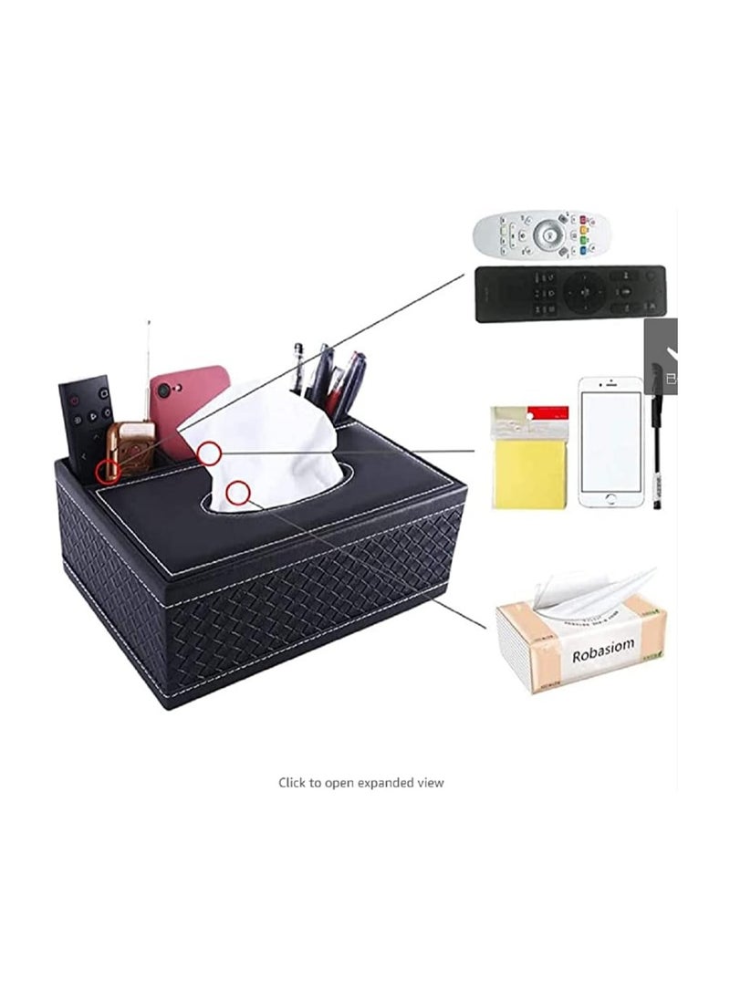 Cool Baby Style COOL BABY Multifunctional Desk Supplies Storage Box PU Leather Desktop Remote Control Holder with Tissue Box Storage Box  - Image 3