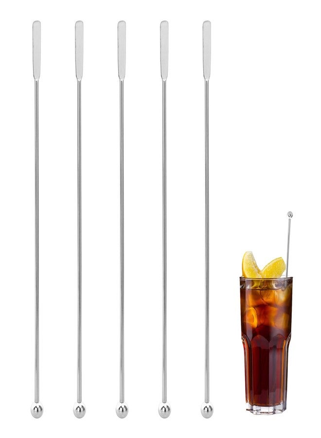 eispap 5 Pcs 7.2-inch Cocktail Paddle Drink Stirrers Stainless Steel Coffee Stirrers Metal Cocktail Stirrers with Small Rectangular Paddles Reusable Beverage Swizzle Stick for Bar Party (Silver) - Image 1
