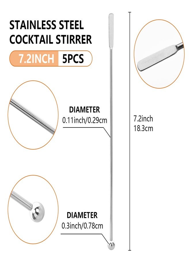 eispap 5 Pcs 7.2-inch Cocktail Paddle Drink Stirrers Stainless Steel Coffee Stirrers Metal Cocktail Stirrers with Small Rectangular Paddles Reusable Beverage Swizzle Stick for Bar Party (Silver) - Image 2
