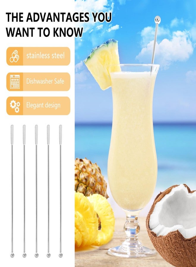 eispap 5 Pcs 7.2-inch Cocktail Paddle Drink Stirrers Stainless Steel Coffee Stirrers Metal Cocktail Stirrers with Small Rectangular Paddles Reusable Beverage Swizzle Stick for Bar Party (Silver) - Image 3
