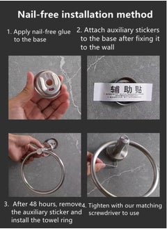 Kutis 1-Piece Ring Towel Holder Stainless Steel Towel Bar Bathroom Towel Rack Silver 16.5x5.5 Centimeter  - Image 5