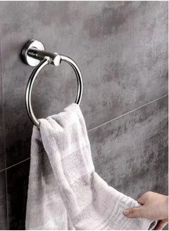 Kutis 1-Piece Ring Towel Holder Stainless Steel Towel Bar Bathroom Towel Rack Silver 16.5x5.5 Centimeter  - Image 3