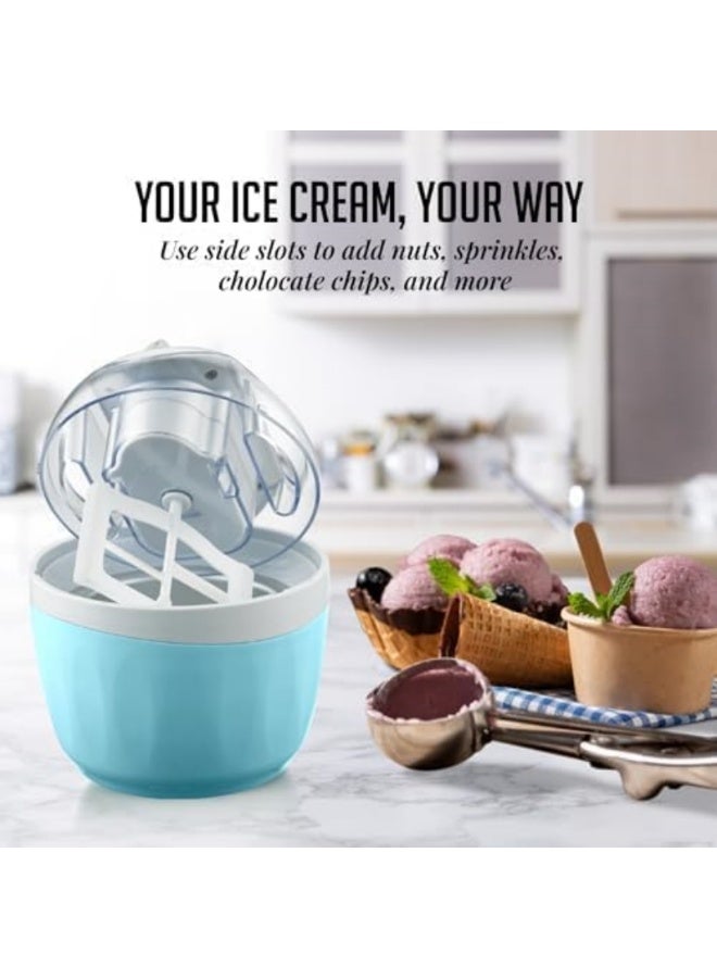 M MIAOYAN This electric ice cream maker, equipped with an easy lock, makes healthy homemade frozen yogurt, sorbet, and gelato. A mini kitchen appliance, it's the perfect choice for summer desserts for kids. - Image 2