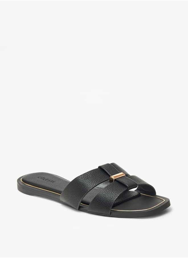 Celeste Women's Textured Slip-On Sandals with Metal Accent  - Image 1