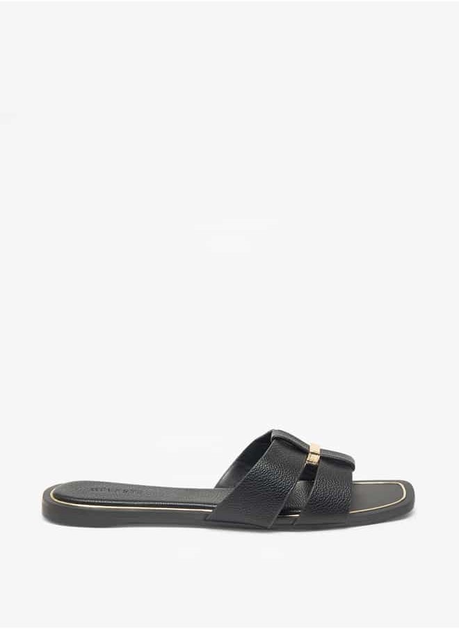 Celeste Women's Textured Slip-On Sandals with Metal Accent  - Image 3