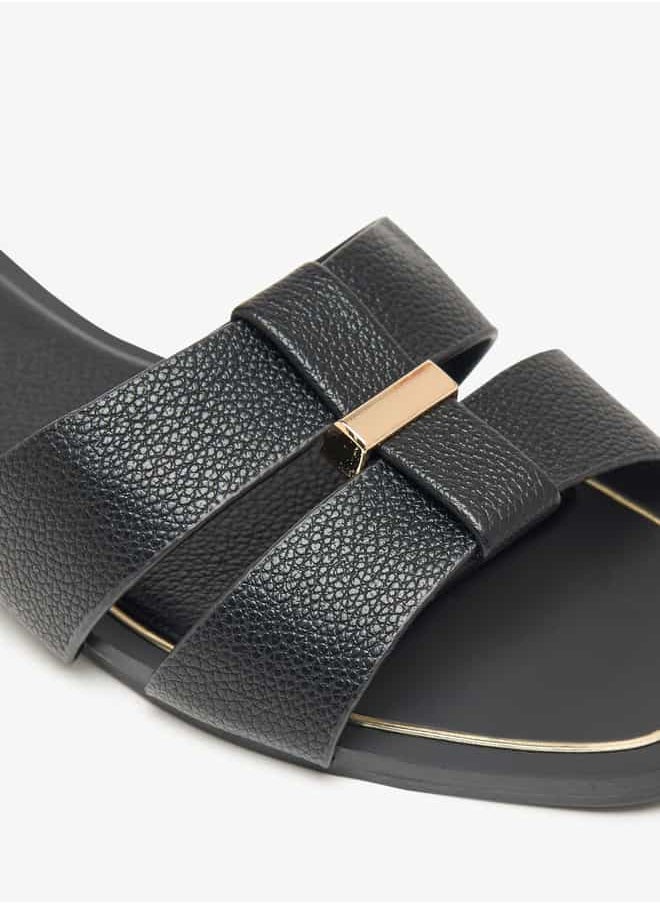 Celeste Women's Textured Slip-On Sandals with Metal Accent  - Image 5