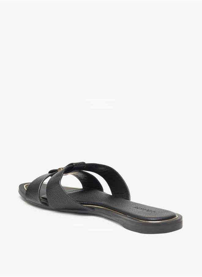 Celeste Women's Textured Slip-On Sandals with Metal Accent  - Image 2