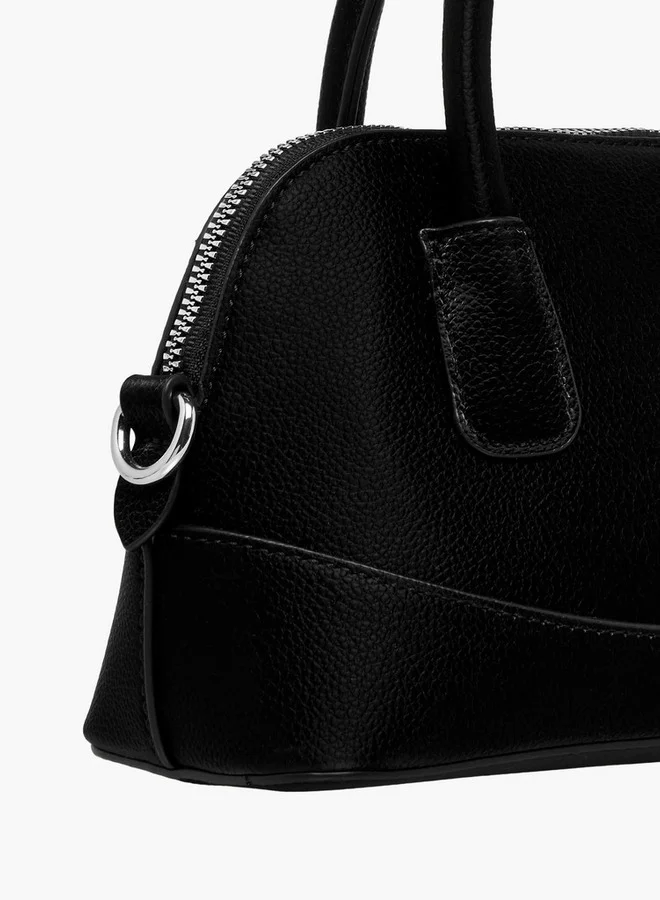 Flora Bella By Shoexpress Textured Crossbody Bag with Detachable Strap and Zip Closure