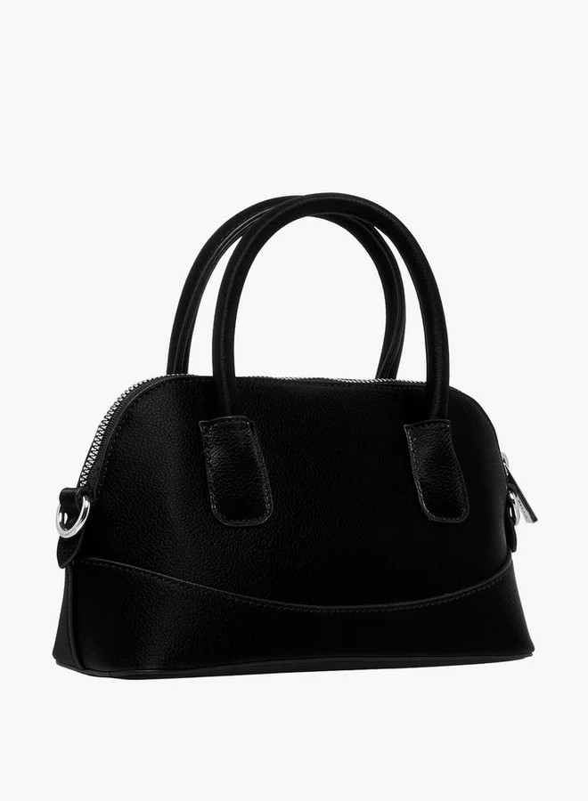 Flora Bella By Shoexpress Textured Crossbody Bag with Detachable Strap and Zip Closure