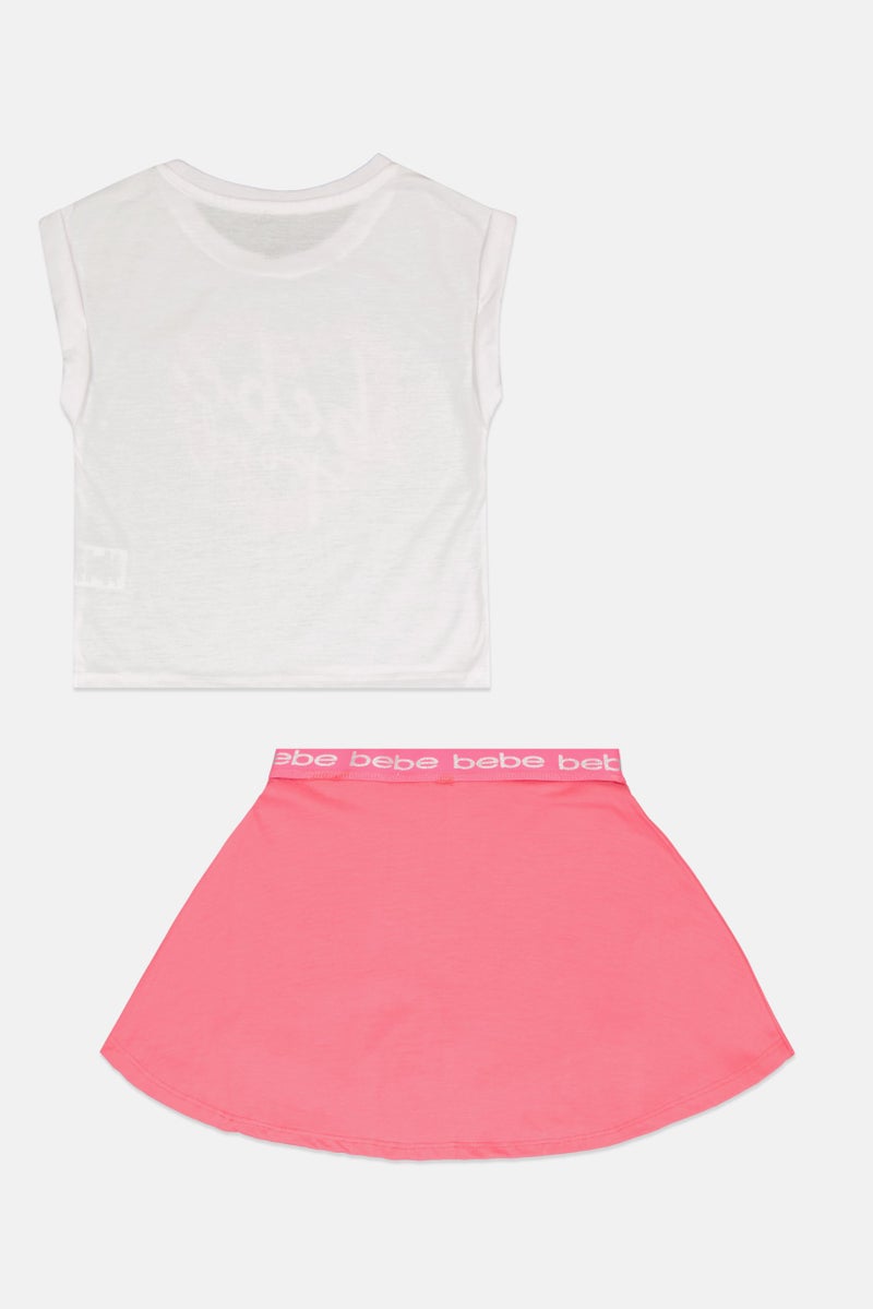 bebe Kids Girl 2 Pcs Graphic Print Outdoor Top And Skort Set, Multicolor - Image 2