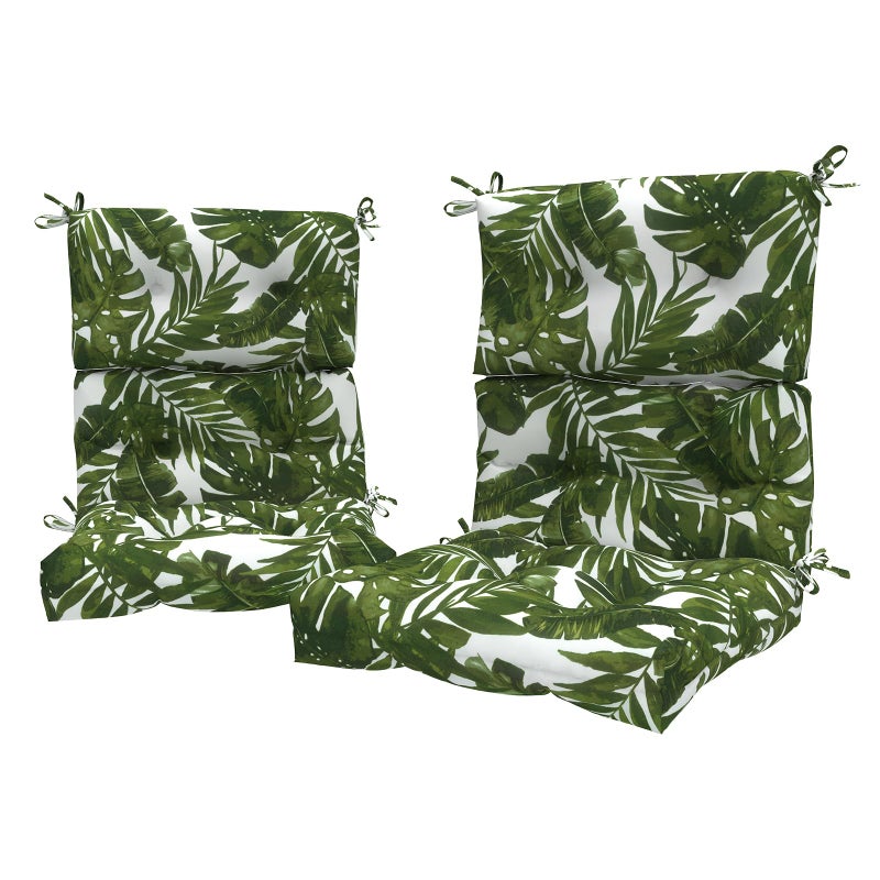 LVTXIII LVTXIII Outdoor SeatBack Chair Cushion Patio Tufted High Back Cushion Seasonal Replacement Rocking Chair Cushion with Ties 22 W x 20D Set of 2 Palm Green 