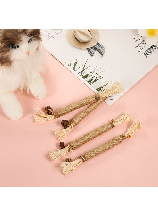 KINBOM 4pcs Cat Chew Toys Natural Silvervine Cat Dental Chew Sticks Cleaning Teeth Chew Catnip Toys for Cat Treat Cat Lick - Image 3