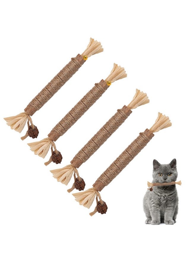 KINBOM 4pcs Cat Chew Toys Natural Silvervine Cat Dental Chew Sticks Cleaning Teeth Chew Catnip Toys for Cat Treat Cat Lick - Image 1