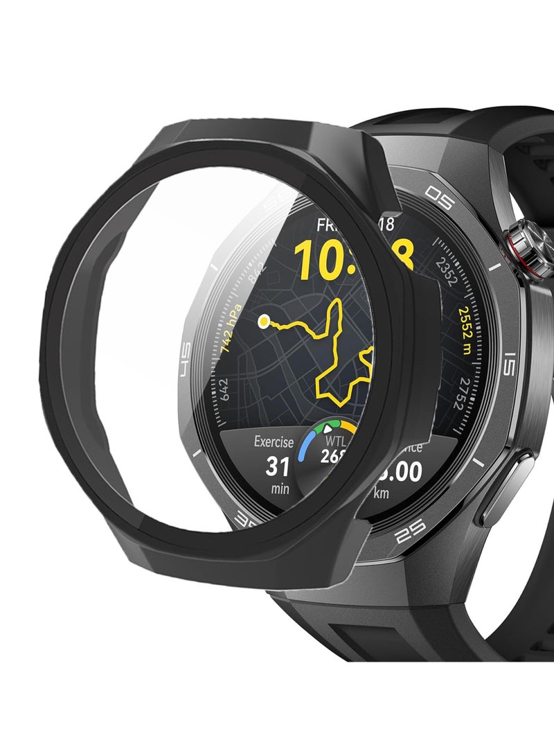 Case Compatible with Huawei Watch GT5 PRO 46 mm 9H Hardness 360 degrees All-Round Protective Case Built-in Glass Scratch-Resistant PC Screen Protector Case Cover (Black) - Image 4