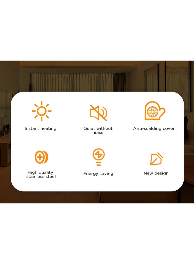 7MD سخان كهربائي بالأشعة تحت الحمراء، 1500 واط تسخين فوري، تصميم قائم مقاوم للماء IP65، سخان داخلي وخارجي موفر للطاقة مع جهاز تحكم عن بعد، تشغيل آمن وصامت - Image 2