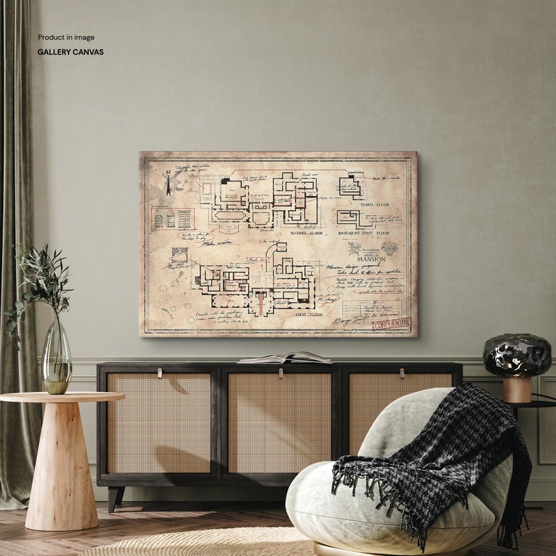 TNESSENTIAL The Spencer Mansion Plan Print, Resident Evil Poster, Gamer Wall Art, Raccoon City Police Department Mansion Plan Map Canvas, Gamer Gifts - Image 3