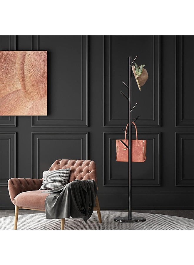 Solerconm Coat Rack Marble Chassis 8 Hooks Super Easy Assembly NO Tools Required Hallway/Entryway Coat Hanger Stand for Clothes, Suits, Accessories (Black) - Image 4