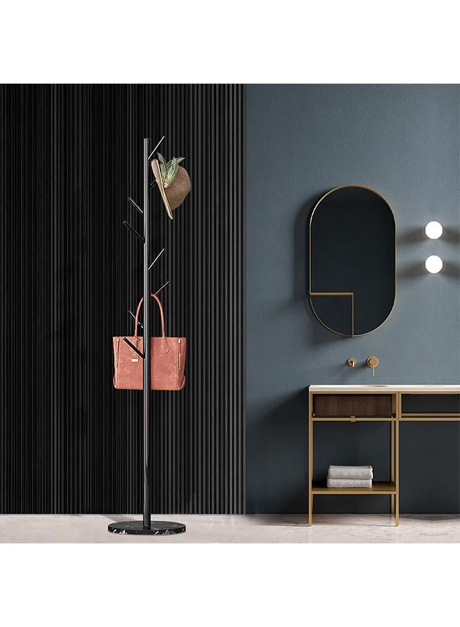 Solerconm Coat Rack Marble Chassis 8 Hooks Super Easy Assembly NO Tools Required Hallway/Entryway Coat Hanger Stand for Clothes, Suits, Accessories (Black) - Image 5