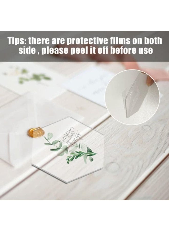 TPGP 80Pcs Clear Hexagon Acrylic Place Cards, Blank Seating Cards Clear Acrylic Blank Hexagon Tiles Name Cards For Wedding Dinner Party Banquet Food Sign Diy Decoration - Image 4