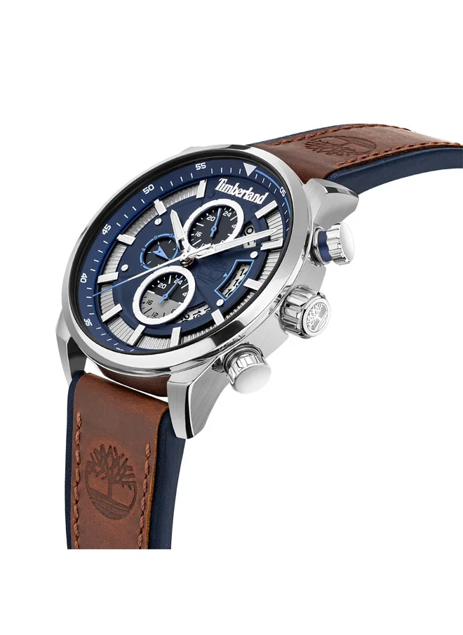 Timberland Callahan 46 mm Men's Multifunction Watch Blue  Dial  & Brown Leather Strap
