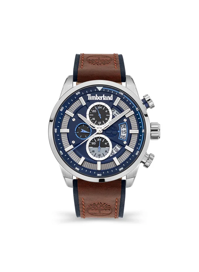 Timberland Callahan 46 mm Men's Multifunction Watch Blue  Dial  & Brown Leather Strap