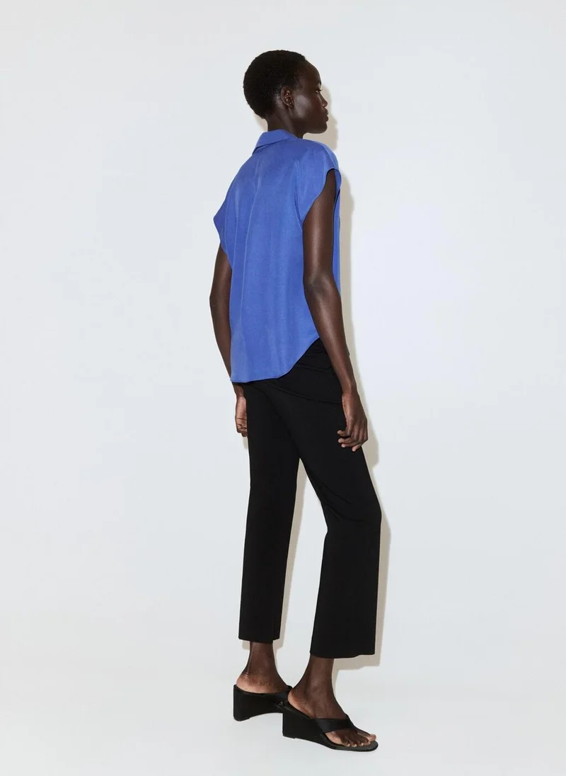 MANGO Short-sleeved lyocell shirt