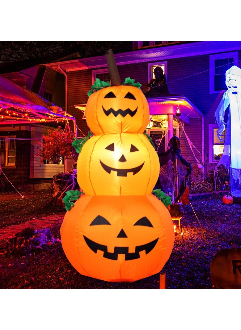 جورونب ديكورات العطلات، أضواء اليقطين القابلة للنفخ، ديكورات اليقطين المكدسة بطول 1.2 متر، ديكورات الفناء الخارجي للحفلات والحديقة والعشب وديكورات العطلات - Image 1