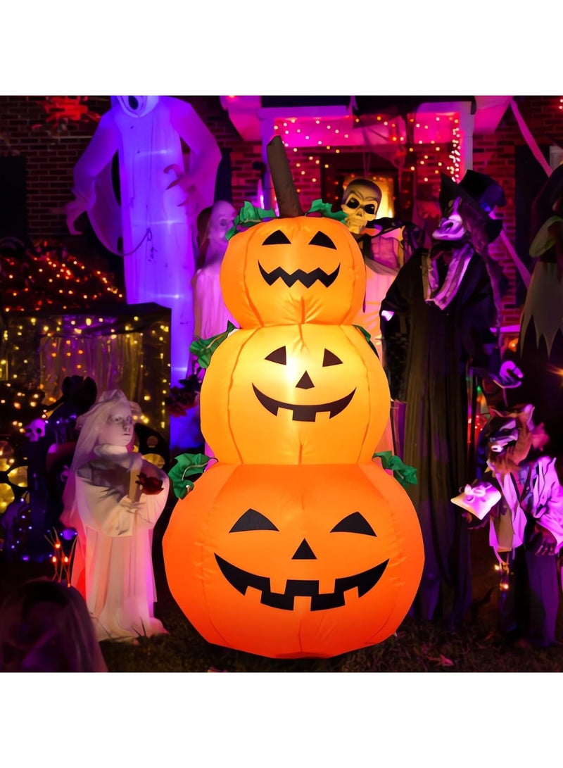 جورونب ديكورات العطلات، أضواء اليقطين القابلة للنفخ، ديكورات اليقطين المكدسة بطول 1.2 متر، ديكورات الفناء الخارجي للحفلات والحديقة والعشب وديكورات العطلات - Image 2