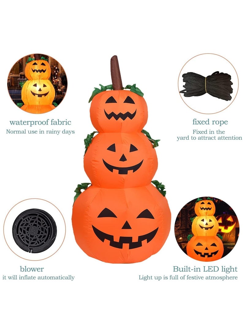 جورونب ديكورات العطلات، أضواء اليقطين القابلة للنفخ، ديكورات اليقطين المكدسة بطول 1.2 متر، ديكورات الفناء الخارجي للحفلات والحديقة والعشب وديكورات العطلات - Image 3