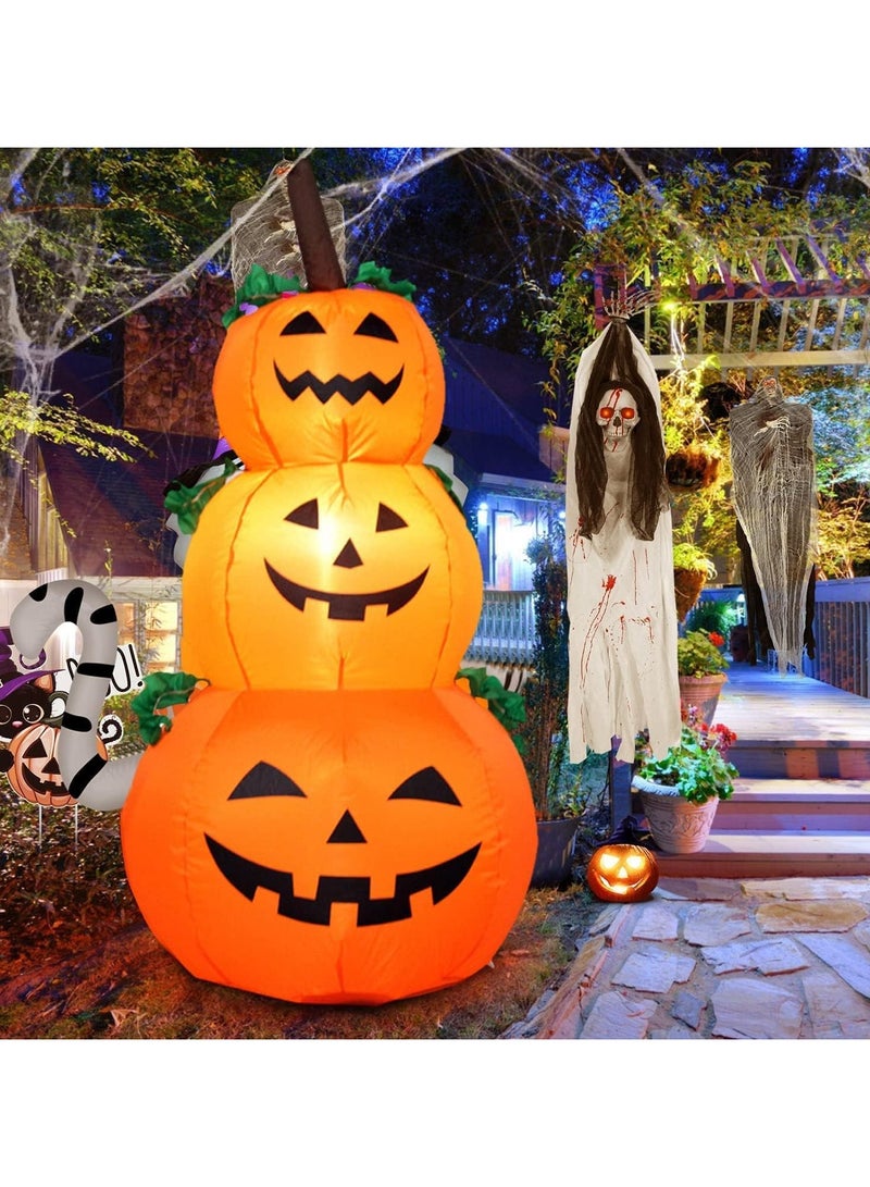 جورونب ديكورات العطلات، أضواء اليقطين القابلة للنفخ، ديكورات اليقطين المكدسة بطول 1.2 متر، ديكورات الفناء الخارجي للحفلات والحديقة والعشب وديكورات العطلات - Image 4