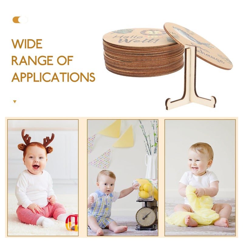 Wooden Monthly Cards 15pcs Animal Milestone Markers With Display Stand For Newborn Photo Props - Image 4