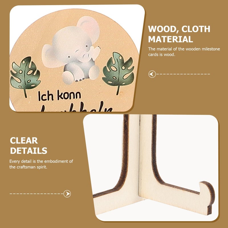 Wooden Monthly Cards 15pcs Animal Milestone Markers With Display Stand For Newborn Photo Props - Image 5