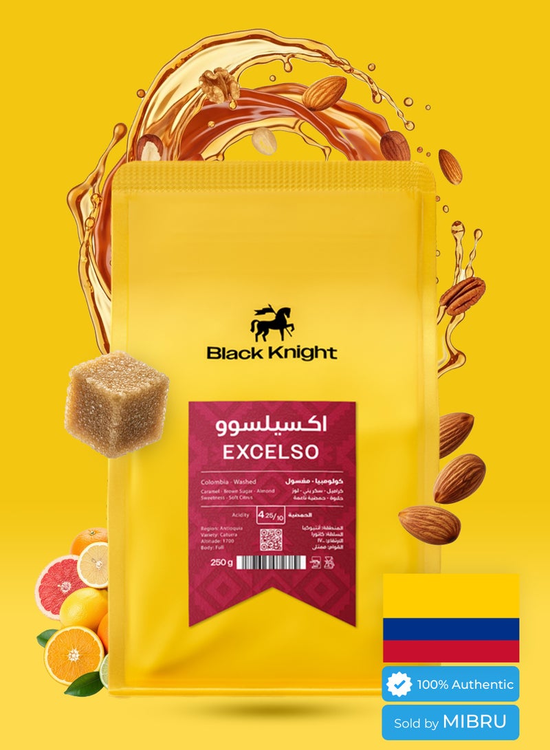 بلاك نايت حبوب قهوة اكسيلسو - كولومبيا معالجة ,مغسول قهوة تناسب للاسبرسو والفلتر بالتقطير V60 حبوب القهوة محمصة غير مطحونة تحضير للقهوة المختصة بن محصول فاخر 250 جرام - Image 1