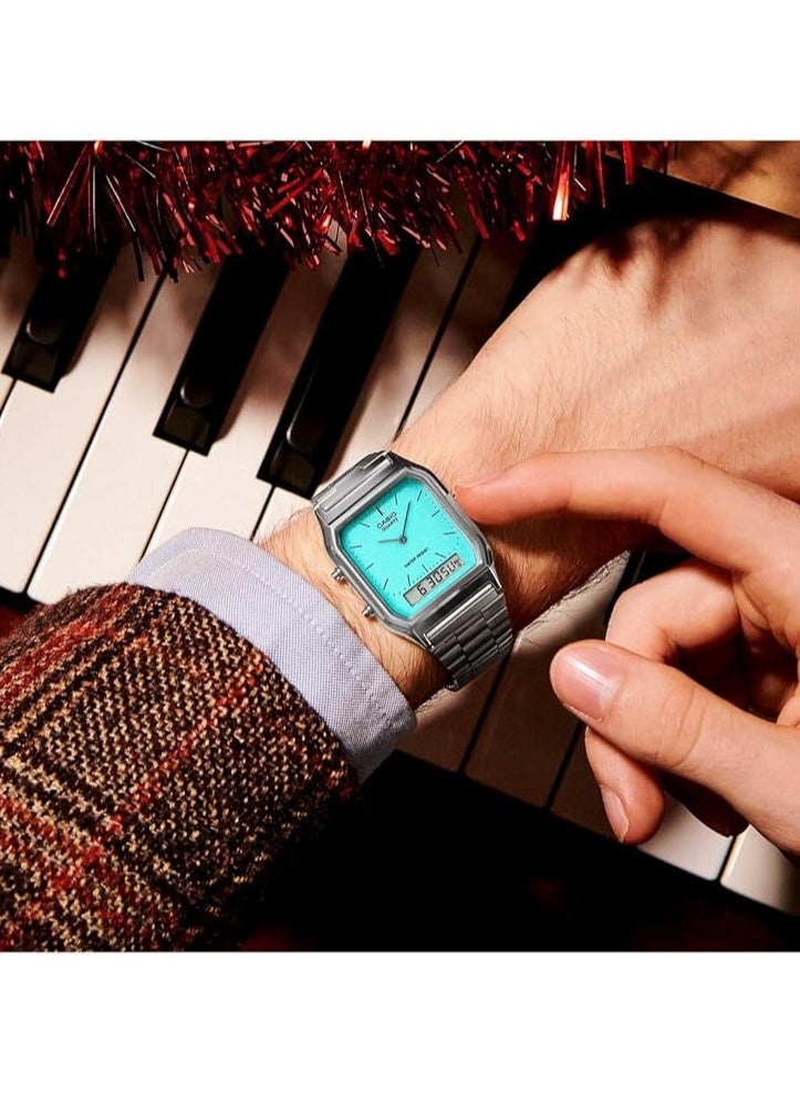 CASIO - Casio New AQ-230A-2A2 Retro Digital Analog Alarm Mens Watch AQ230 - Image 1
