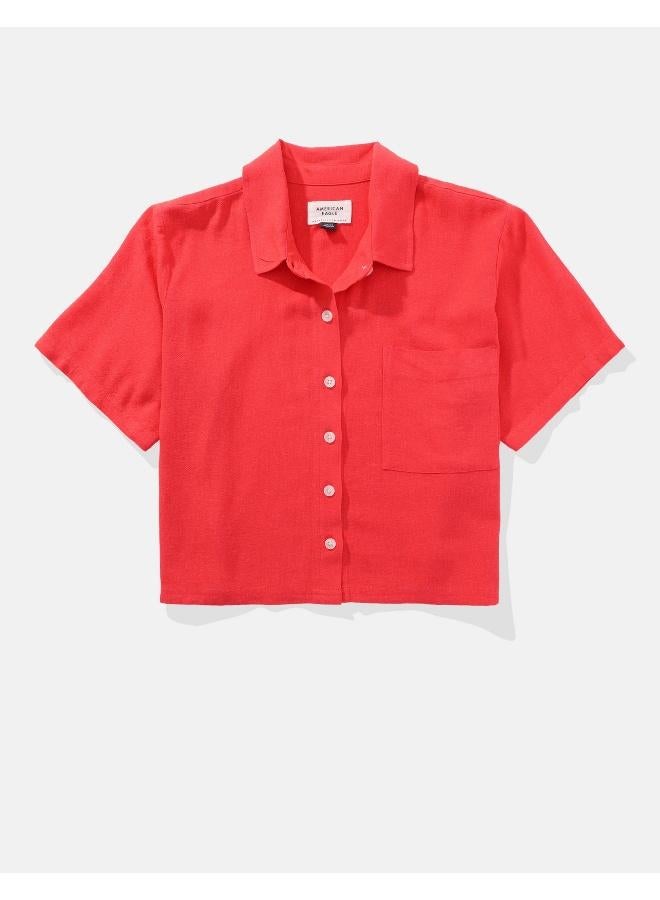 American Eagle Short-Sleeve Button-Up Shirt  - Image 3