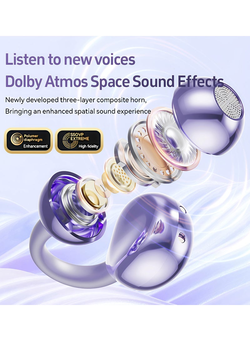 Exceed FreeClip Earbuds Wireless Earphones, Bluetooth Earbuds, Futuristic Aesthetic Design, Feather-Like Wearing, Open-Ear Listening, Long Battery Life, iOS And Android Black Open Ear Ring True Open Ear Headphones, Lightweight Comfort Open Ear Clip Wireless Earbuds, Bluetooth 5.4 OWS Earphones Fit Sports Running - Image 2