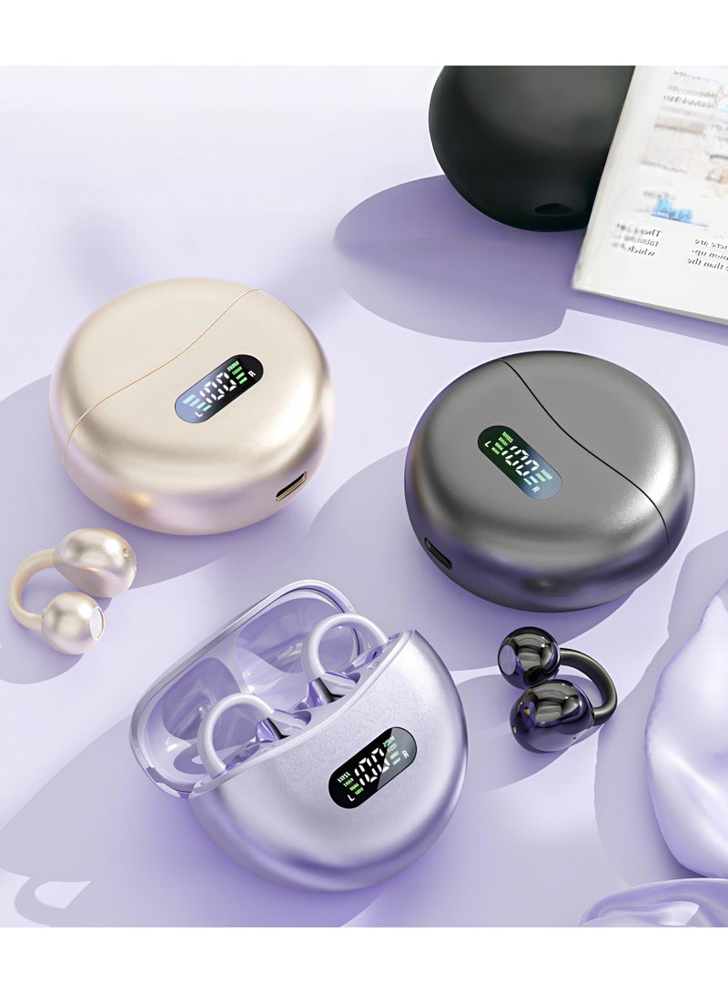 Exceed FreeClip Earbuds Wireless Earphones, Bluetooth Earbuds, Futuristic Aesthetic Design, Feather-Like Wearing, Open-Ear Listening, Long Battery Life, iOS And Android Black Open Ear Ring True Open Ear Headphones, Lightweight Comfort Open Ear Clip Wireless Earbuds, Bluetooth 5.4 OWS Earphones Fit Sports Running - Image 3