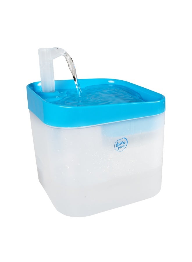 Duvo + Duvo+ Transparent Pet Drinking Fountain 16.5X16.5X21cm Blue/White - Image 1