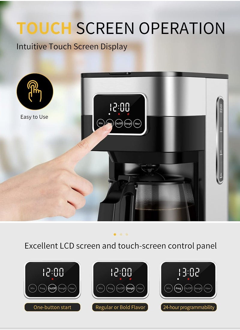 XVersion Automatic Electric Coffee Maker Keep Warm Option 10 Cups - Silver/Black  - Image 4