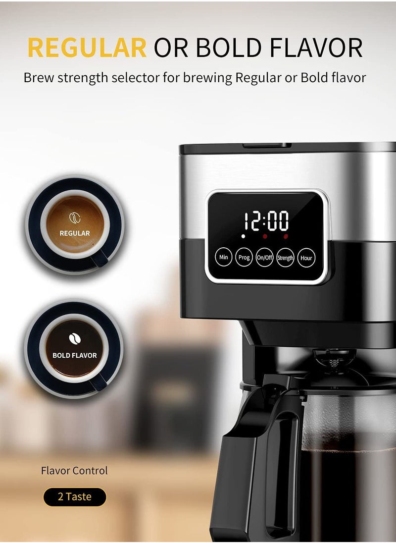 XVersion Automatic Electric Coffee Maker Keep Warm Option 10 Cups - Silver/Black  - Image 3