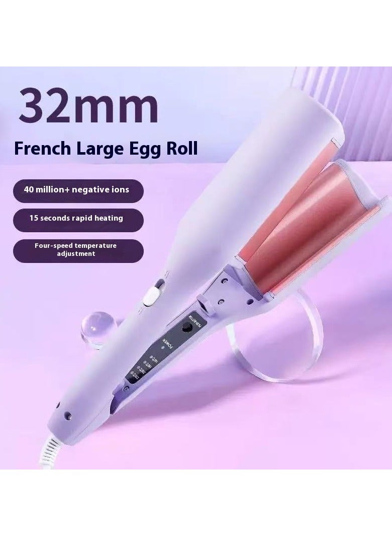 Waver Curling Iron, 1.25 Inch 2 Barrel Negative Ion Curling Wand, 4 Adjustable Temperature, Hair Curler Tool for Wide Deep Waves （purple） - Image 1