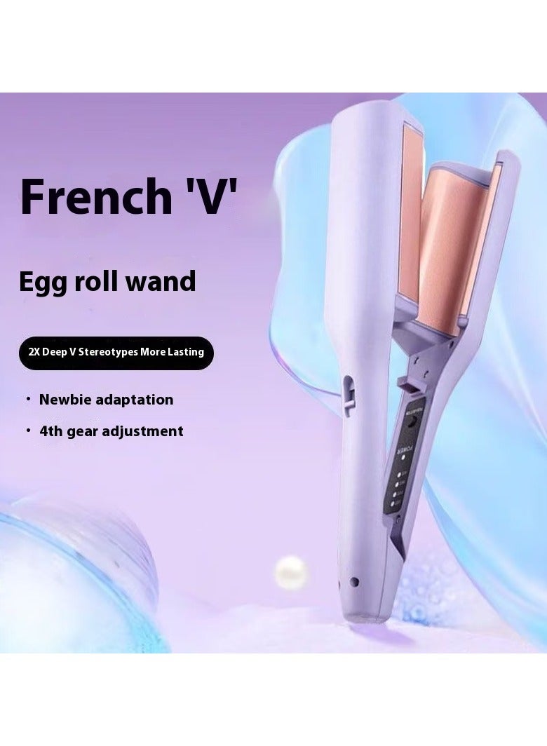 Waver Curling Iron, 1.25 Inch 2 Barrel Negative Ion Curling Wand, 4 Adjustable Temperature, Hair Curler Tool for Wide Deep Waves （purple） - Image 2