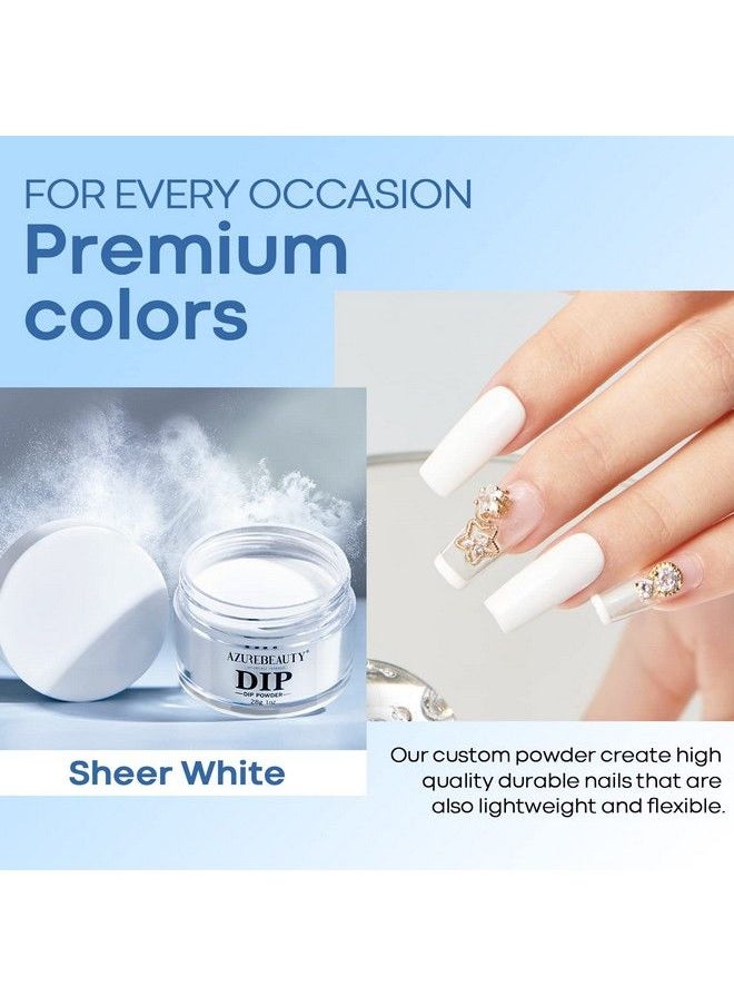 AZUREBEAUTY Dip Powder Bright White Color Basic Nail Dipping Powder French Nail Art Starter Manicure Salon Diy At Home Odorfree And Longlasting No Needed Nail Lamp Curing 1 Oz  - Image 4