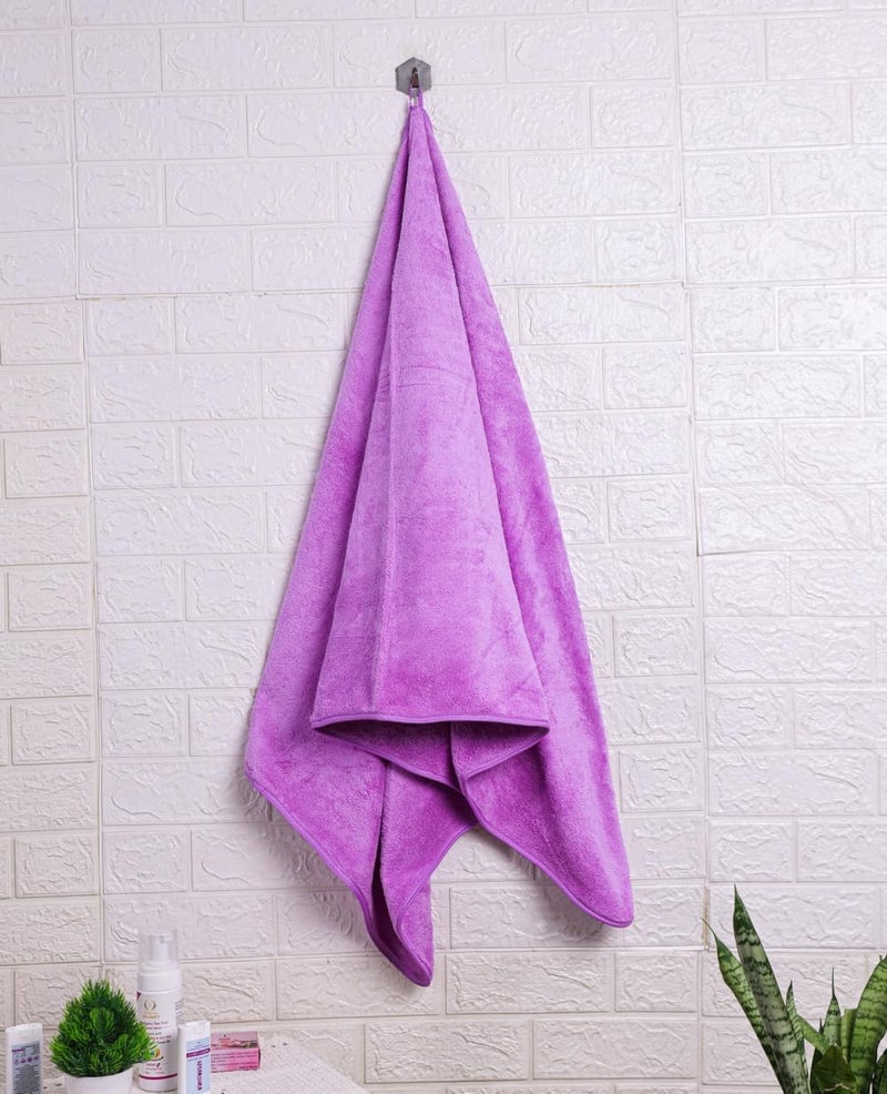 Fezora ® Microfiber 500 GSM Bath Towels | (70x140) Extra Soft Plush & Quick Dry High Absorbency with Large Size Towels for Bathing -1 Piece (Purple) - Image 3
